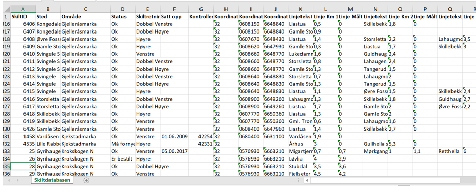 Eksportert Excel-ark